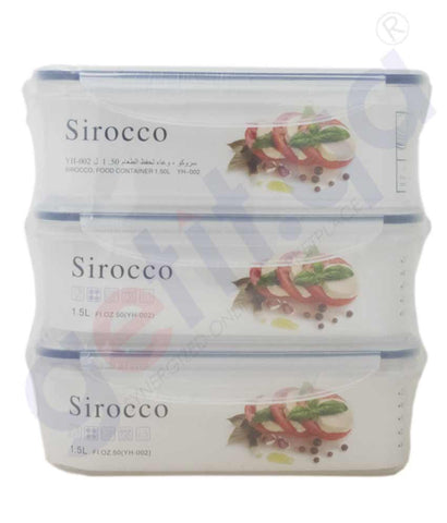 Buy Sirocco Food Container 1.5L 3pcs YH0022 in Doha Qatar