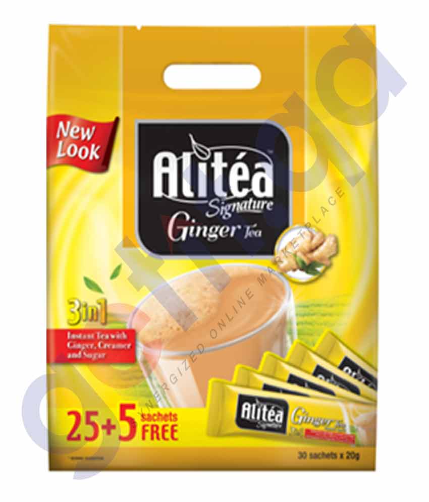 BUY ALICAFE SIGNATURE GINGER TEA 25 + 5 SACHETS IN QATAR | HOME DELIVERY WITH COD ON ALL ORDERS ALL OVER QATAR FROM GETIT.QA