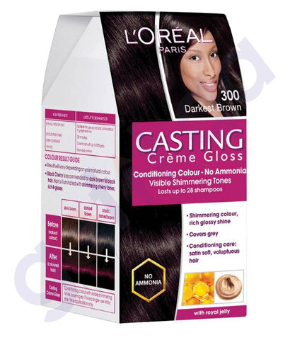 HAIR COLOR - L'OREAL  DARK BROWN 300 CASTING CREAM GLOSS (1-PACKET)