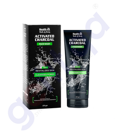BUY HEALTHVIT ACTIVATED CHARCOAL FACE WASH 100GM IN QATAR | HOME DELIVERY WITH COD ON ALL ORDERS ALL OVER QATAR FROM GETIT.QA
