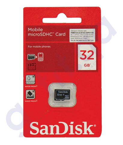 MEMORY CARD - SANDISK 32GB MICRO SD MEMORY CARD