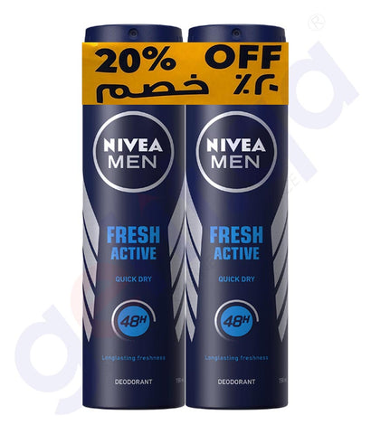 Buy Nivea Fresh Active Deo 150ml Twin Pack Male Doha Qatar