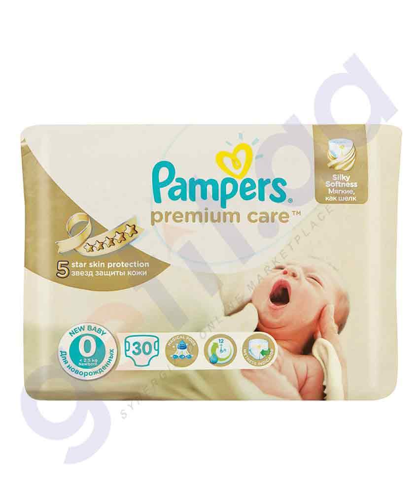 PAMPERS - PAMPERS PREMIUM CARE SIZE-0 (30 PIECES)