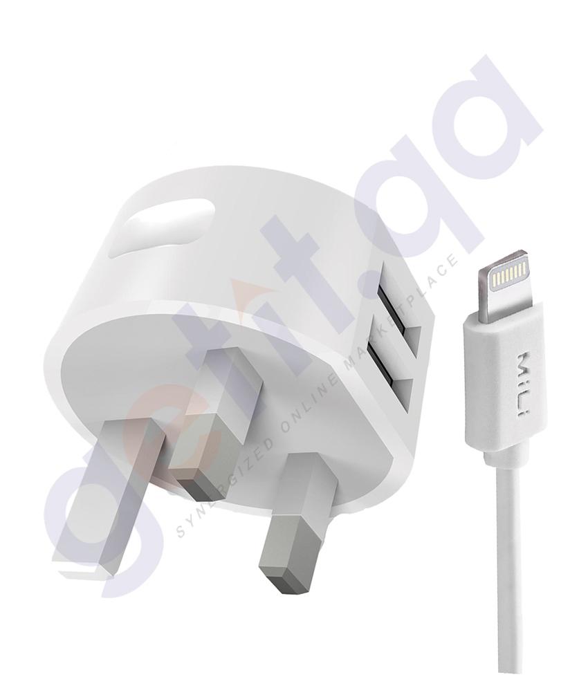 GETIT.QA | Buy MILI DOLPHIN UK 3 PIN WITH LIGHTNING CABLE -HC-K10