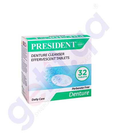BUY PRESIDENT DENTURE FIZZY 32 TABLETS IN QATAR | HOME DELIVERY WITH COD ON ALL ORDERS ALL OVER QATAR FROM GETIT.QA