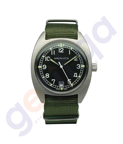 WATCHES - AEROWATCH SWISS MADE BLACK DIAL GREEN NATO UNISEX - A42971